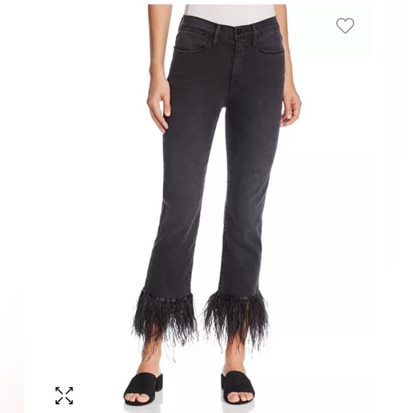 FRAME Le High Straight Feather-Cuff Jeans in Ludlow. - Picture 1 of 12